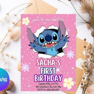 Stitch Birthday Invitation | Editable & Printable Template | Cute Stitch Party Invite | Canva Template | Instant Download