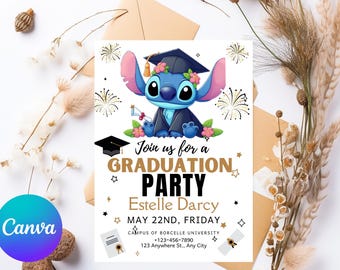 Stitch Graduation Party Invitation: Class of 2025 (Digital Download)