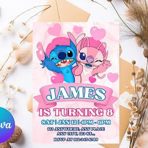 Stitch Birthday Invitation | Stitch kindergarten and school Party Invitation | Stitch Invitation Download