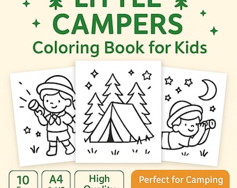 Camper Malbuch für Kinder | 10 lustige Campingseiten für Vorschul- und Kleinkinder | Sofort Download