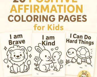 Positive Affirmation Coloring Pages for Kids – Self-Esteem Growth (Digital Download)