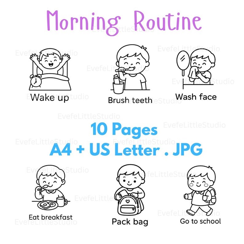 Morning Routine Printable for Kids | A4 & US Letter | Daily Habits ...
