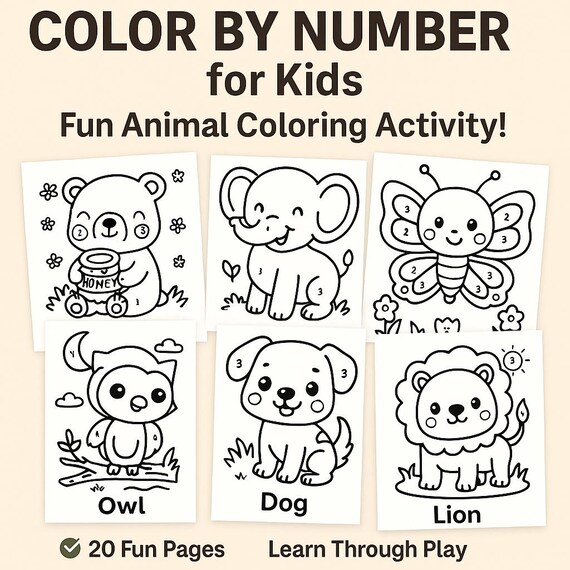 Color By Number Animals Printable