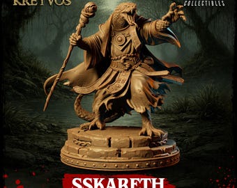 Serpentman Skareth | Primal Miniatures Tales of Kreyvos | Snake Man | 32 mm Tabletop Miniature
