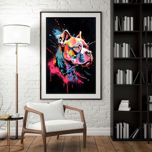 Pitbull  Wall Art, Modern Dog Portrait Prin, Pet lover Gift ,Pitbull Decor, Dog Breed Illustration, Digital Download