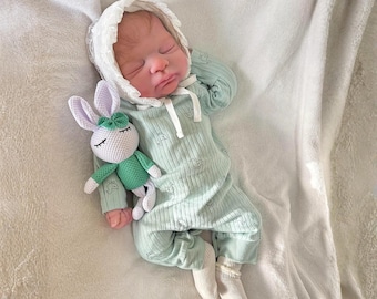 Sleeping Reborn Baby Girl Doll 19.5 Inch, Handmade Lifelike Newborn Doll, Realistic Rooted Hair, Weighted Collectible Baby Doll