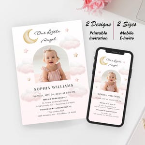 Modello modificabile per invito funebre Canva per bambina / Biglietto commemorativo stampabile / Invito elettronico per la celebrazione della vita / Download immediato l FE-09
