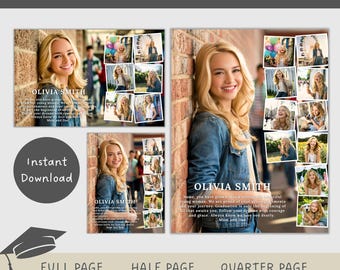 Yearbook Ad Template Bundle | Editable Senior Graduation Tribute | Full, Half & Quarter Page Canva Layouts | Instant Download YB-04