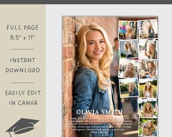 Yearbook Ad Template Full Page | Editable Senior Graduation Tribute Canva Layout | Instant Download YB-04