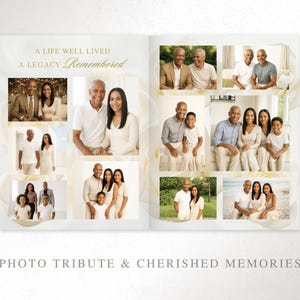 Elegant Cream and Gold Funeral Program Template | 8 Page Canva Memorial Program | Editable Obituary and Order of Service | FP-19 image 5