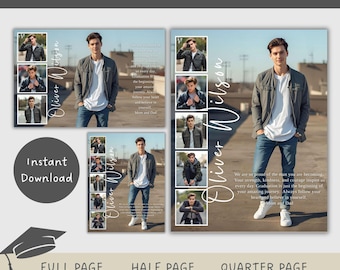 Editable Senior Yearbook Ad Templates : Full, Half, Quarter Page (Canva Digital Download) YB-09
