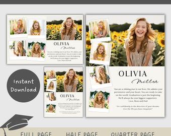 Editable Yearbook Ad Template Bundle : Full, Half, Quarter Page (Canva, Instant Download) YB-06