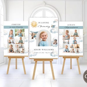Child Funeral Photo Display Sign Template, Memorial Poster (Canva, Instant Download) F012