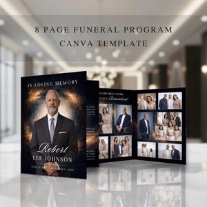 Funeral Program Template, Editable Canva Memorial Booklet (Canva, Instant Download) FP-41 image 1