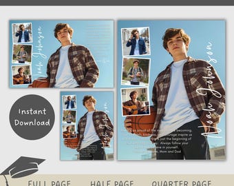 Editable Yearbook Ad Template Bundle Canva | Full Half Quarter Page Senior Tribute Graduation Memory Layout | Instant Download YB-12