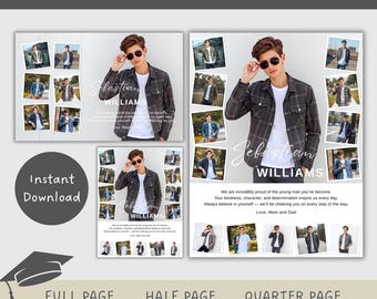 Senior Yearbook Ad Template Bundle, Graduation Photo Collage, Full Half Quarter Page (Editable Canva, Digital Download) YB-16