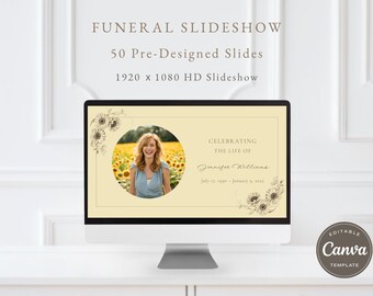 Funeral Slideshow Template, Memorial Photo Slideshow, Celebration of Life Video (Canva, Instant Download) F013