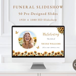 Funeral Slideshow Template, Celebration of Life Photo Slideshow, Memorial Video Slides (Canva, Instant Download) F014