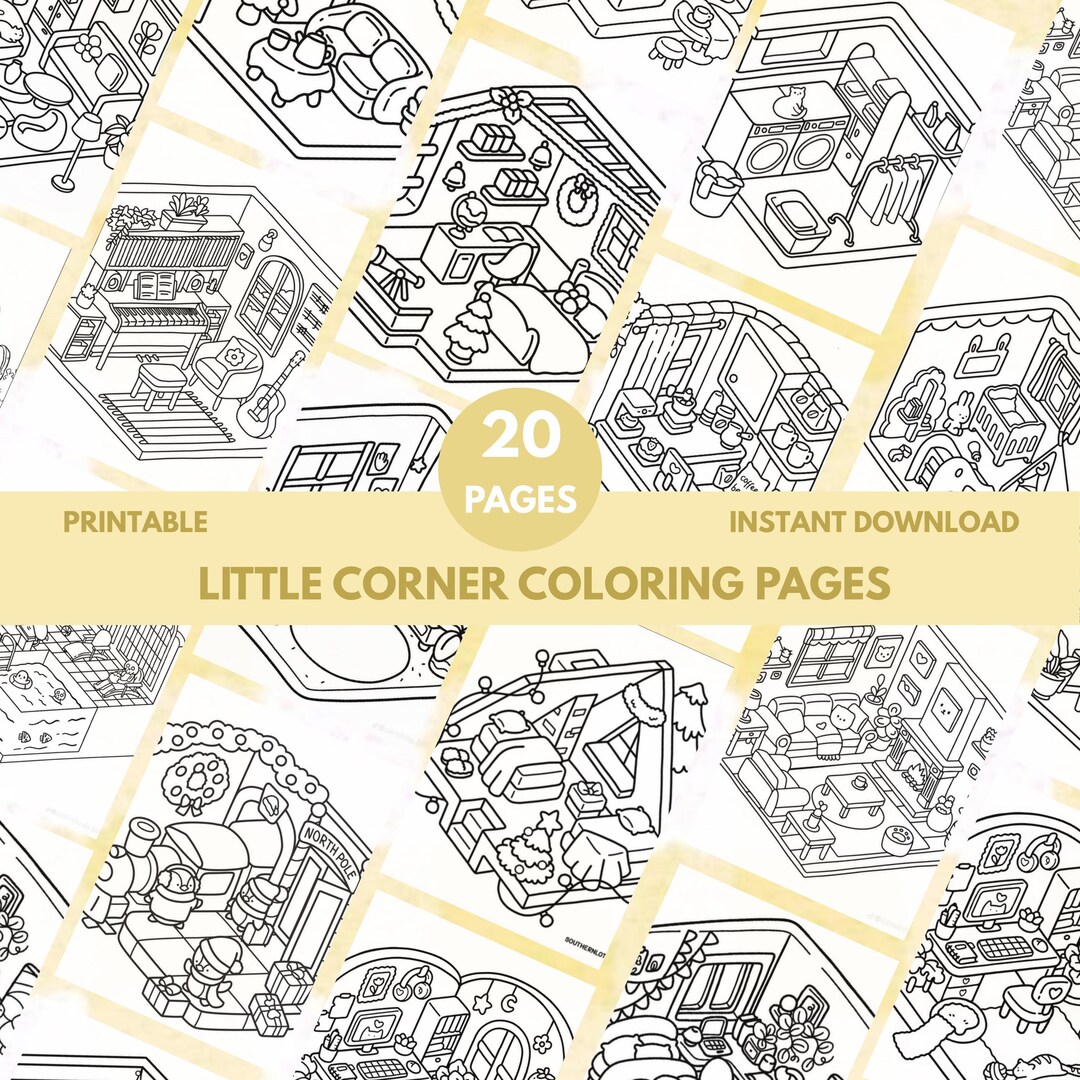 Little Corner Coloring Pages: 20 Printable Room Designs (PDF) - Etsy UK