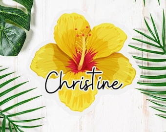 Personalized Cruise Door Magnet: Hibiscus Flower, Family Vacation, Tropical Cruise