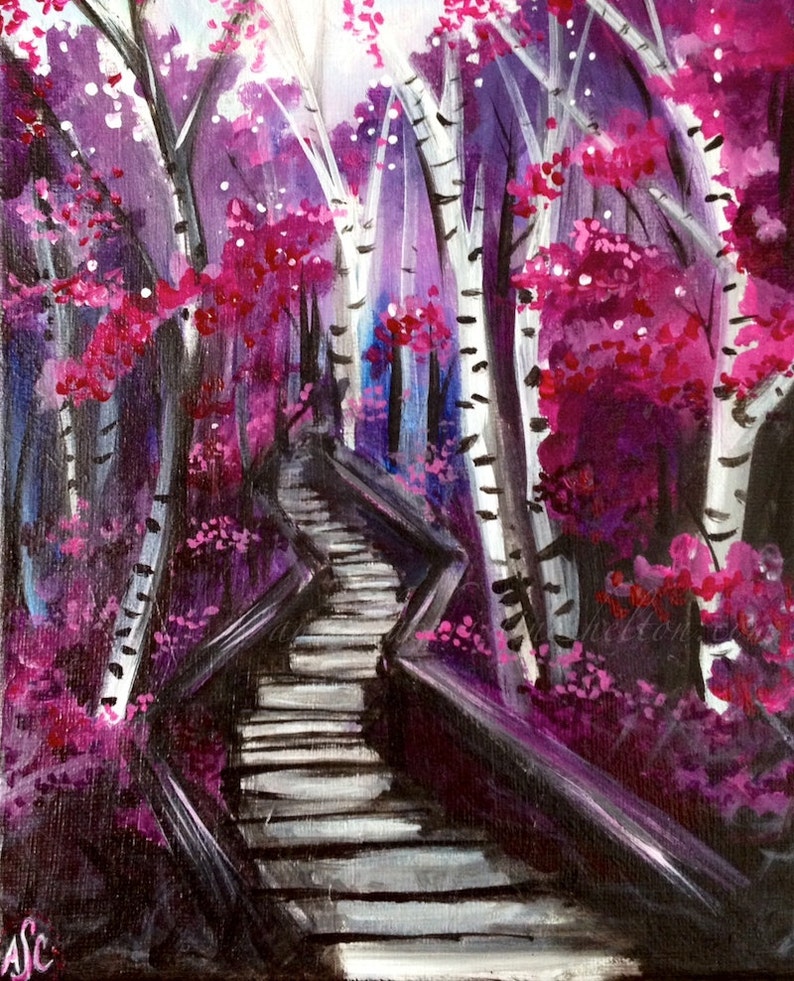Original Painting Forest Pathway 8x10 inches by | Etsy