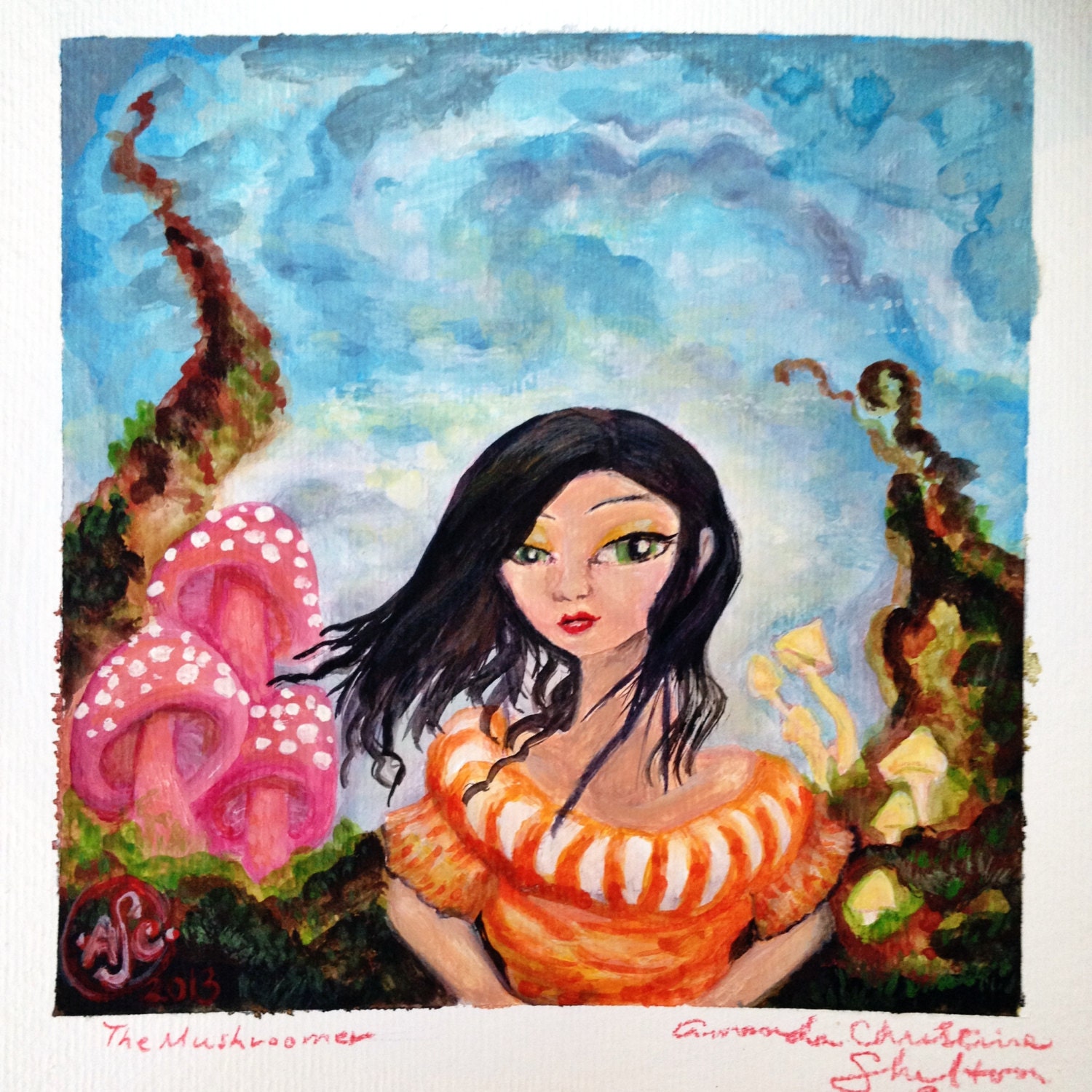 Original Framed Gouache Art Painting The Etsy