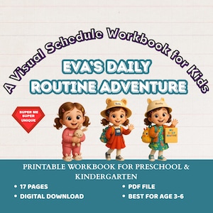 Werkboek dagelijkse routine en emotiegrafiek voor kinderen | Visueel schema afdrukbaar voor peuters en kleuters | Eva's routineactiviteiten