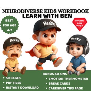 Neurodiverse-Friendly Workbook for Kids | Emotional Regulation, Routines & Social Stories | Learn with Ben | Ages 4–7