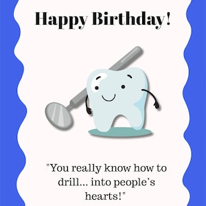 Biglietto di auguri di compleanno, biglietto di auguri per il dentista, biglietto di auguri per il medico, biglietto di auguri di buon compleanno, biglietto di auguri di compleanno divertente, biglietto stampabile carino, biglietto per lei, biglietto per lui