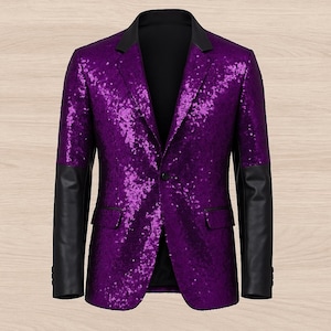 Purple Sequin BlazerGothic Rock Costume Blazer Ghost Papa Emeritus Custom Patch Punk Costume Concert Halloween Ghost Rite Papa V Gift Blazer
