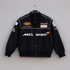 Vintage Style Windbreaker McLaren F1 Racing Bomber Jacket Black Varsity Style  Formula 1 Team Vintage Patches | Motorsport Streetwear Gift