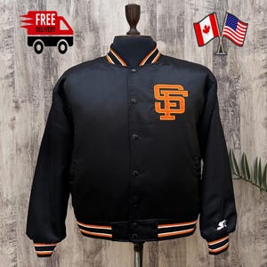San Francisco Giants Black Satin Jacket: Retro MLB Bomber, SF Streetwear