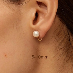 Pendientes de perlas de agua dulce con cierre de clip, plata de ley 925, pendientes minimalistas de perlas, 6-10 mm