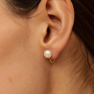 Freshwater Pearl Clip On Earrings, 925 Sterling Silver, Minimalist Style