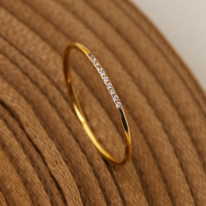14K Gold Filled CZ diamanten ring, minimalistische stapelring
