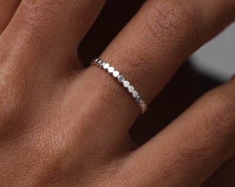 Bague disque en argent sterling, anneau empilable minimaliste, bijoux délicats de tous les jours