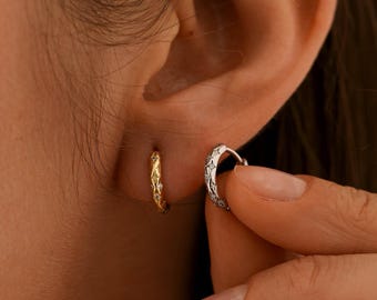 Starburst CZ Diamond Huggie Hoop Earrings, Sterling Silver