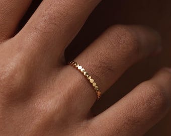 Gold Filled Disc Ring, Stackable Minimal Band, Tarnish Resistant