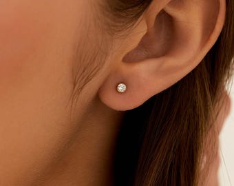 Tiny Diamond Stud Earrings, Small Gold Filled Earrings, Gift for Her, Bridal Jewelry