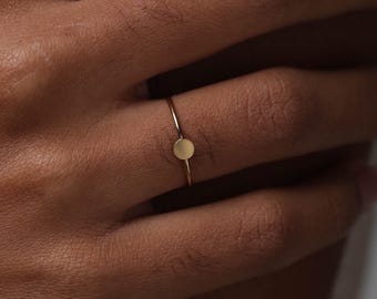 Minimal Gold Filled Disc Ring, Simple Stacking Band, Tarnish Resistant