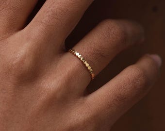 Gold Filled Disc Ring, Stackable Minimal Band, Tarnish Resistant