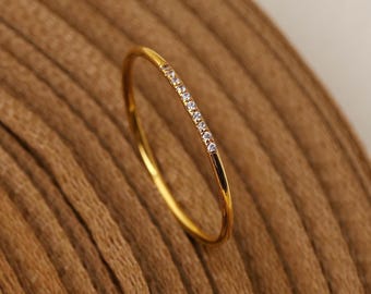 14K Gold Filled CZ diamanten ring, minimalistische stapelring, trouwring