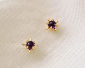 Amethyst Stud Earrings, Sterling Silver, February Birthstone Earrings