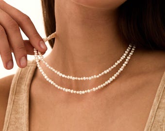 Baroque Pearl Choker - 3-4mm Freshwater Pearl, Sterling Silver