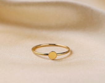 14K Gold Filled Disk Ring, Minimalist Stacking Knuckle Ring