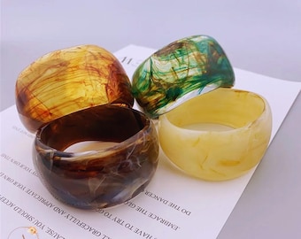 Trendy Irregular Bangles Bracelet with Marble Look - Gift for her