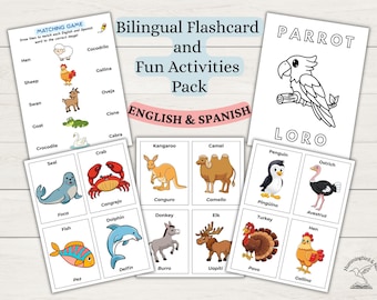 Bilingual Animal Flashcards & Activities – Spanish English Learning (PDF Download)