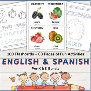 Spanish-English Learning Flashcards | Bilingual Pre-K & Kindergarten (PDF Download)