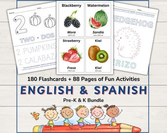 Spanish-English Learning Flashcards | Bilingual Pre-K & Kindergarten (PDF Download)