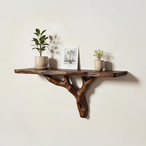 Driftwood shelf wall mounted tree branch bookcase floating bookshelves solid wood bookshelf handmade furniture bookcase wall art decor gift